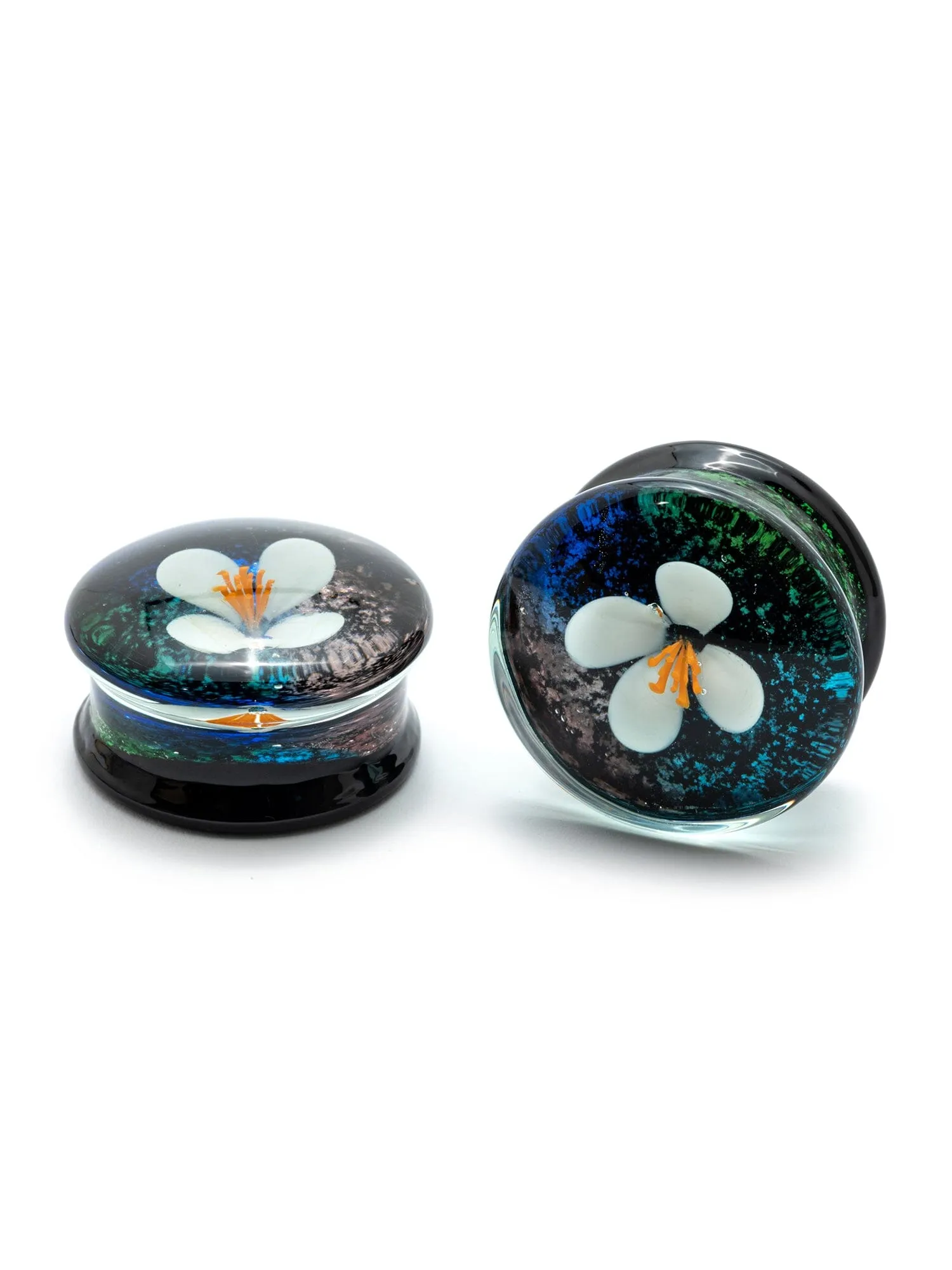 Primrose Cracked Foil Glass Plugs