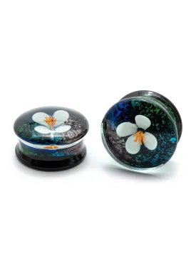 Primrose Cracked Foil Glass Plugs