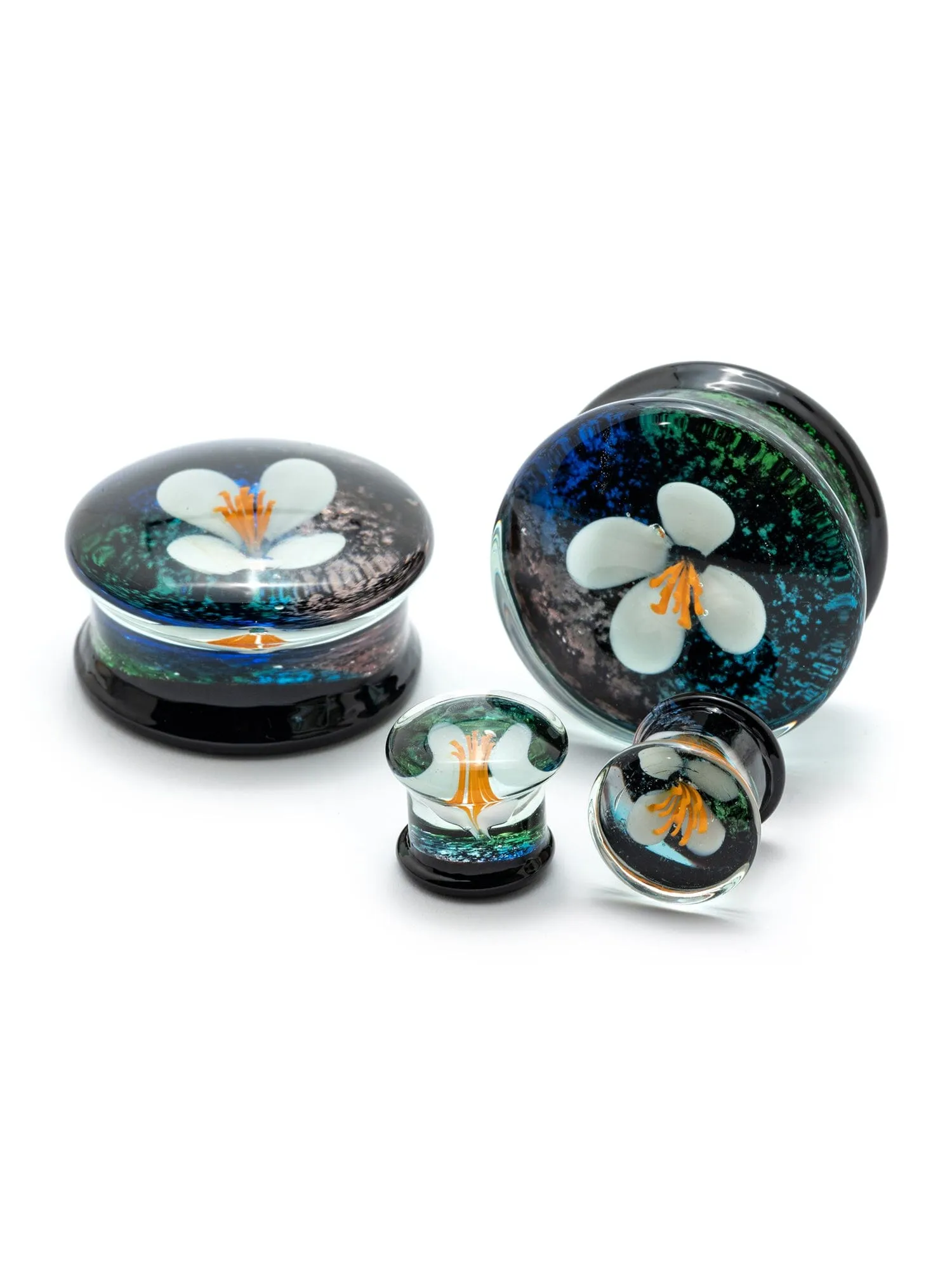 Primrose Cracked Foil Glass Plugs