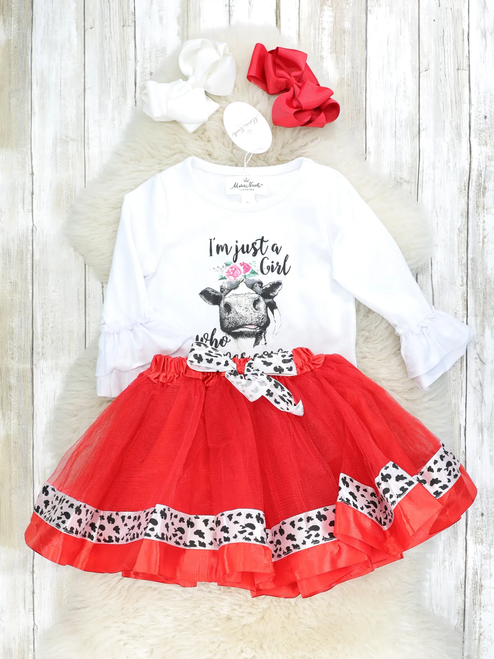 "Just A Girl Who Loves Cows" Tulle Ruffle Outfit