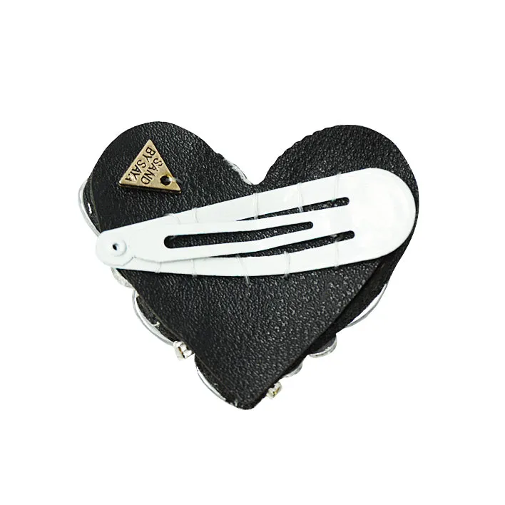Red Heart Rhinestone Embellished- Kids Hair Pin