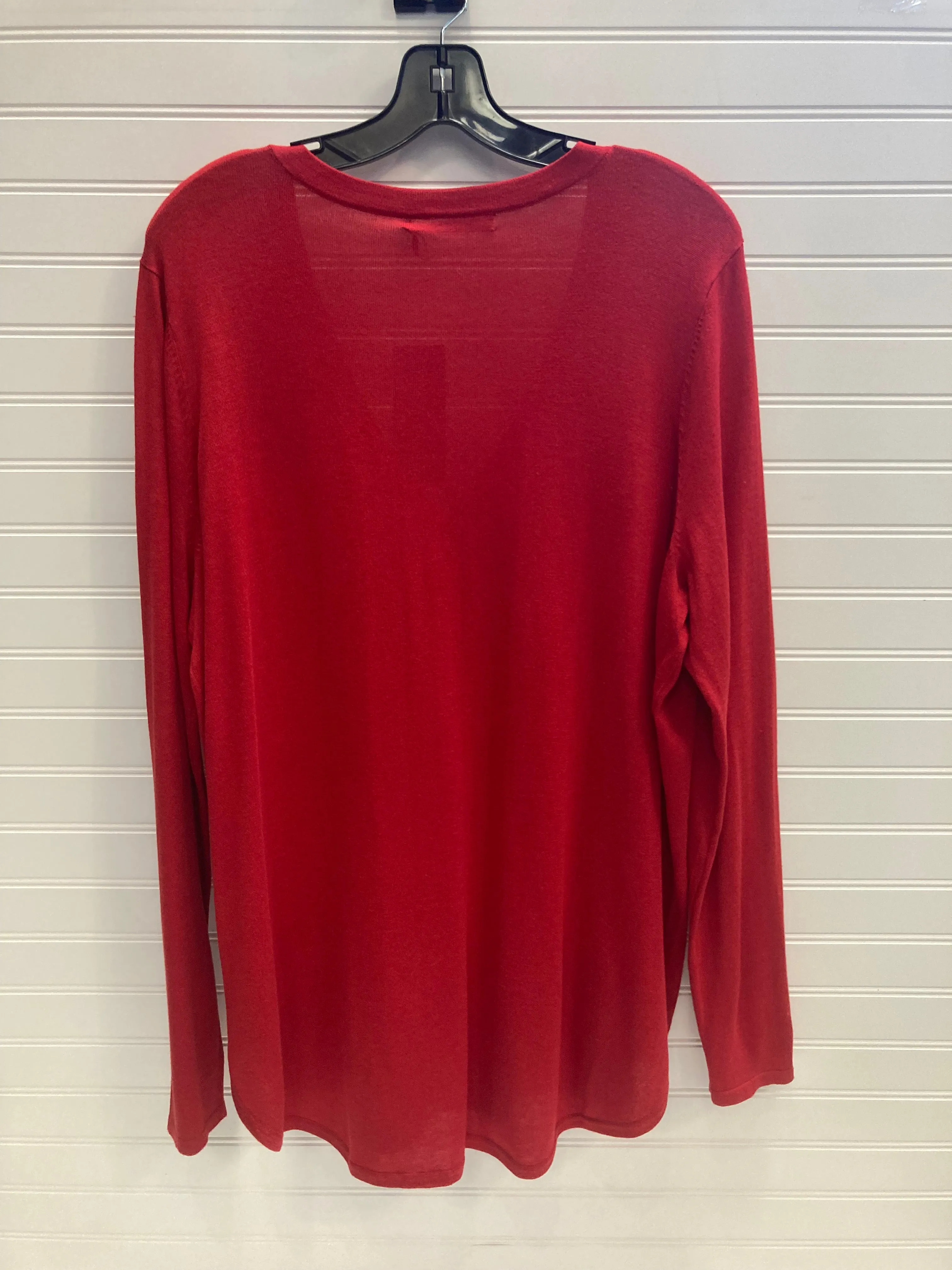 Red Top Long Sleeve Lauren By Ralph Lauren, Size 1x