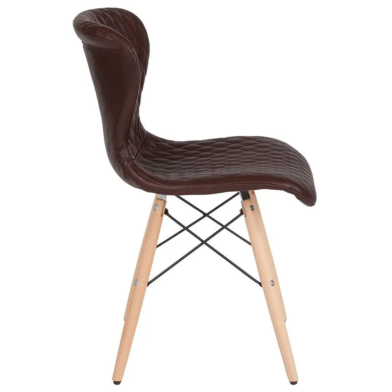 Riverway Brown Vinyl Upholstered Chair Natural Wooden Legs
