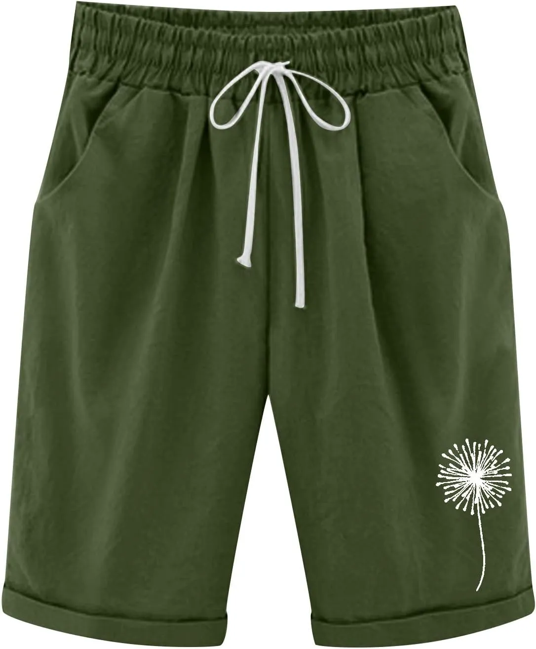 SHAOBGE Shorts for Women Trendy Summer 2024 Beach Drawstring Knee Length Shorts Loose Fit Resort Wear Fashion Clothes