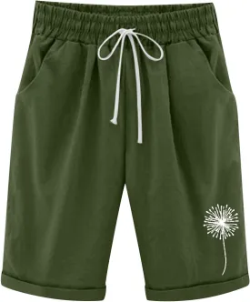 SHAOBGE Shorts for Women Trendy Summer 2024 Beach Drawstring Knee Length Shorts Loose Fit Resort Wear Fashion Clothes