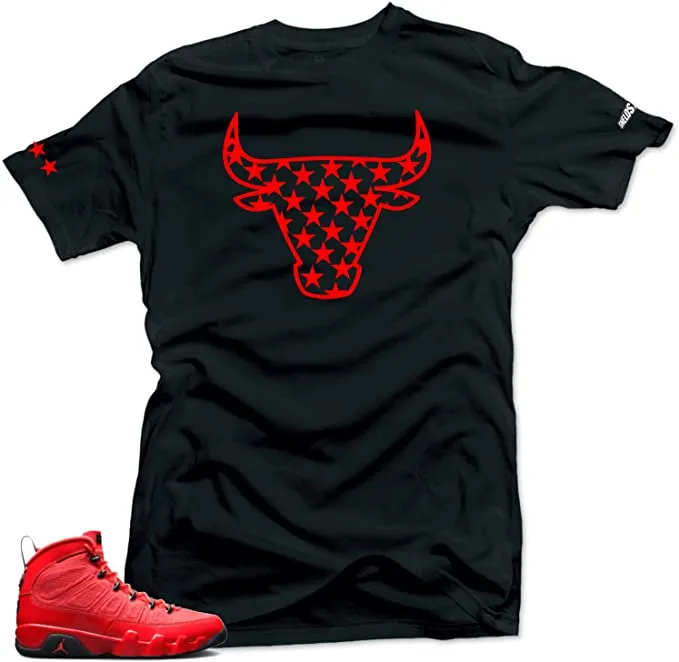 Shirt To Match Jordan 9 Chile Red Shoes -Bull Stars Sneaker Match Shirts