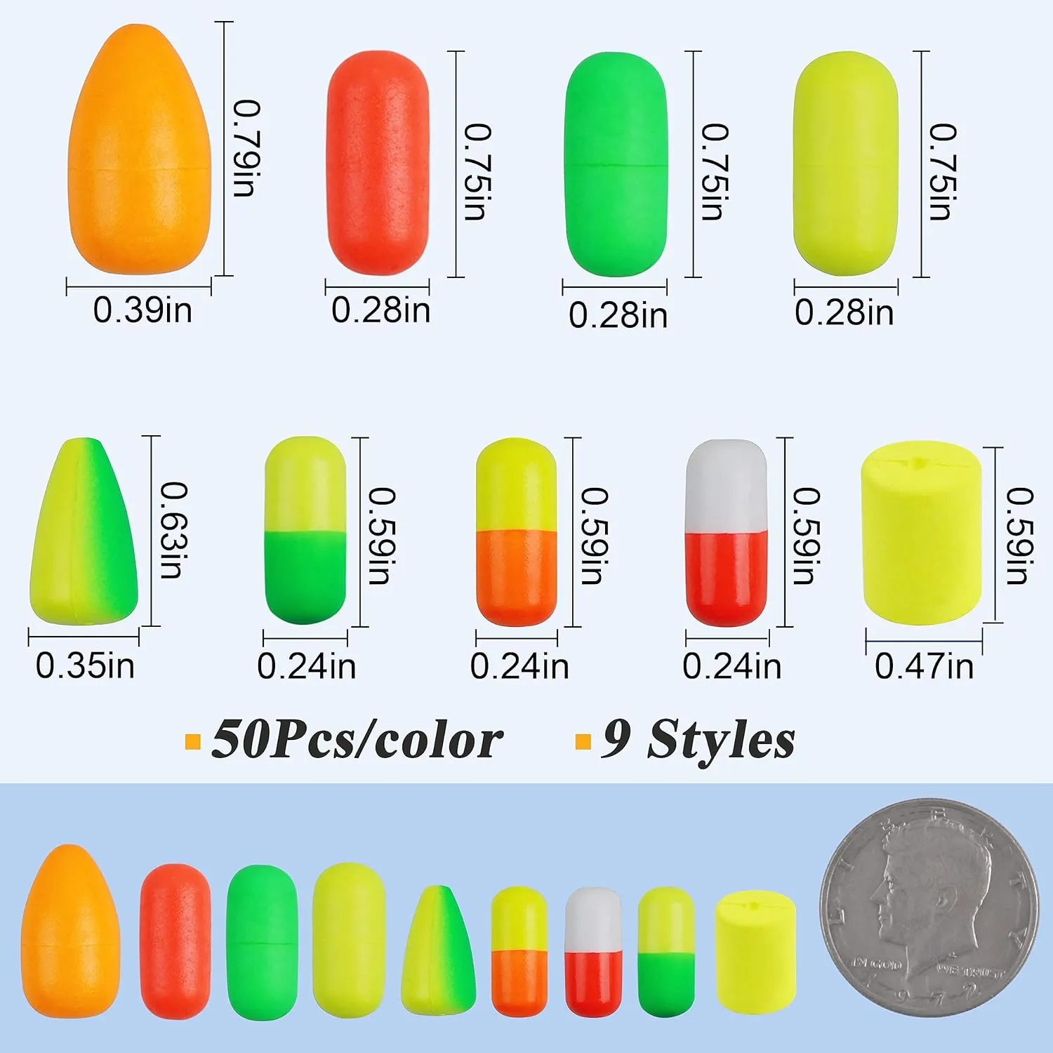 SILANON Pompano Rig Floats,50pcs Foam Snell Floats Fishing Floats Bobbers for Surf Fishing Bullet Cylinder Pompano Floats Walleye Rig Live Bait Rig Making Accessories for Trout Catfish