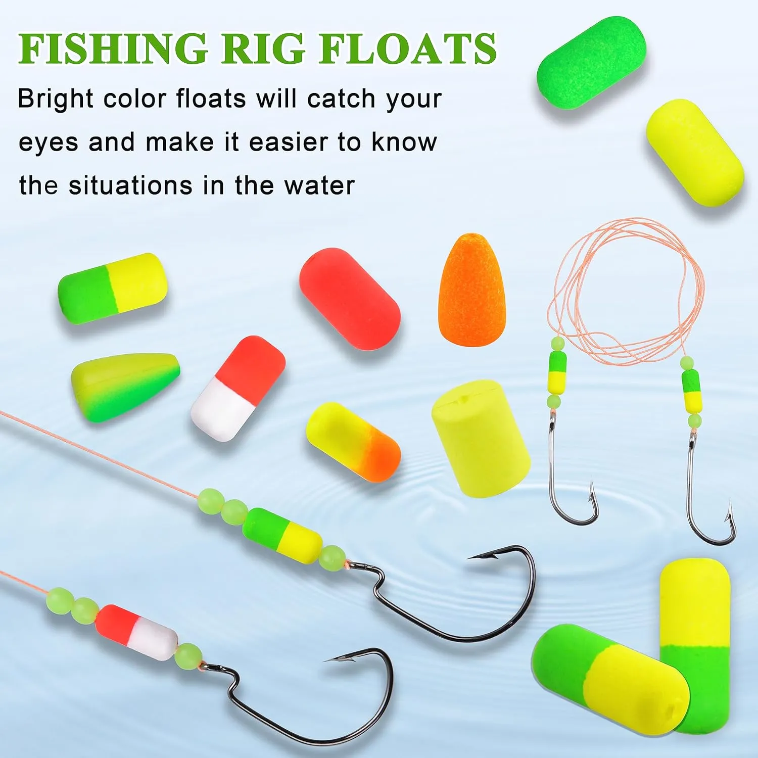 SILANON Pompano Rig Floats,50pcs Foam Snell Floats Fishing Floats Bobbers for Surf Fishing Bullet Cylinder Pompano Floats Walleye Rig Live Bait Rig Making Accessories for Trout Catfish