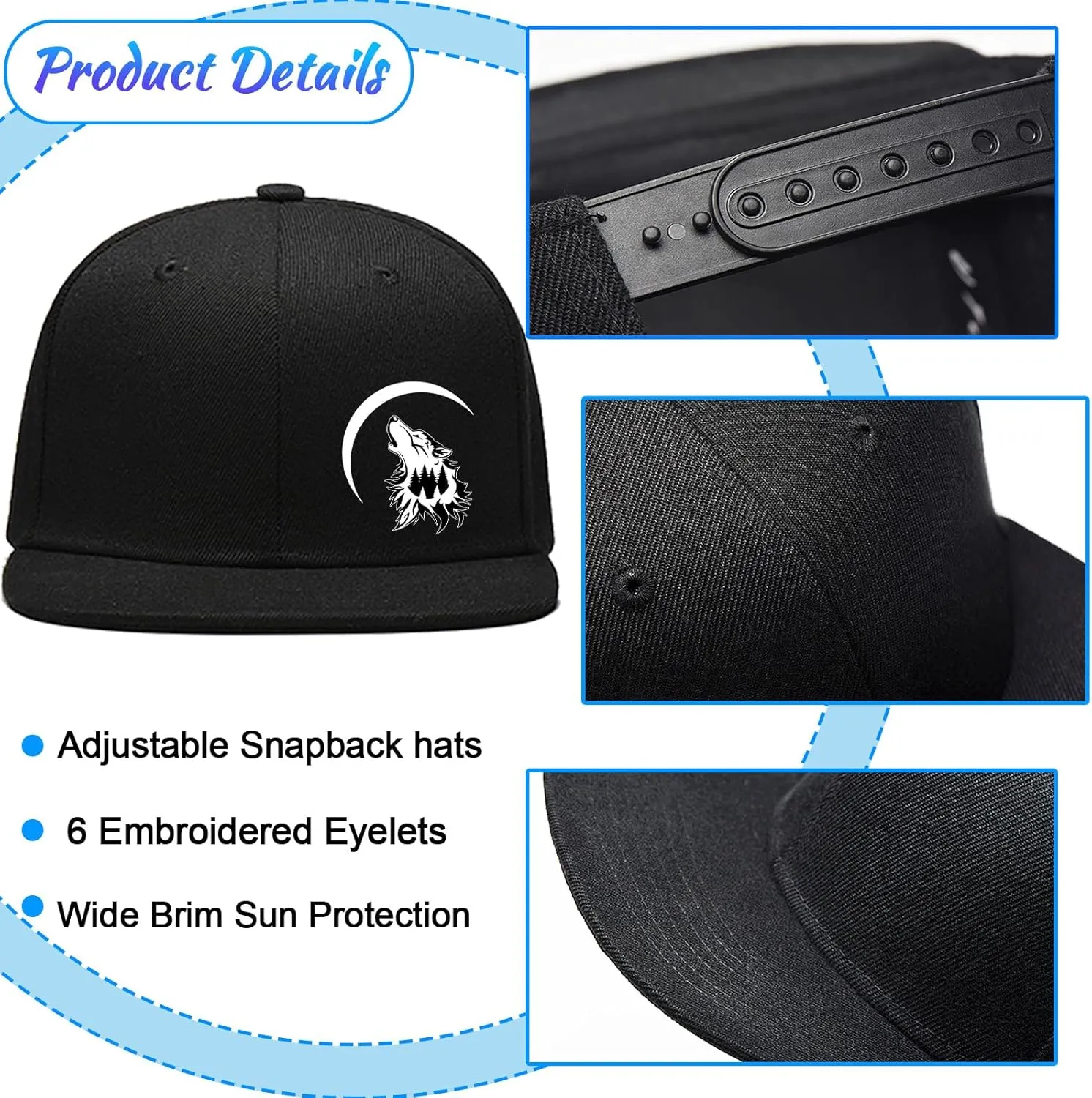 Snapback Flat Bill Fitted Hats for Men - Skateboard Accessories