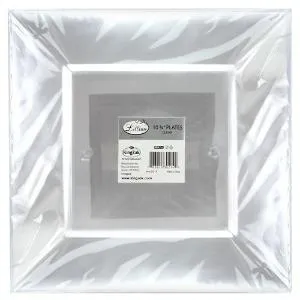 Squares - Clear 10.75" Square Plastic Dinner Plates (Case Qty: 120)