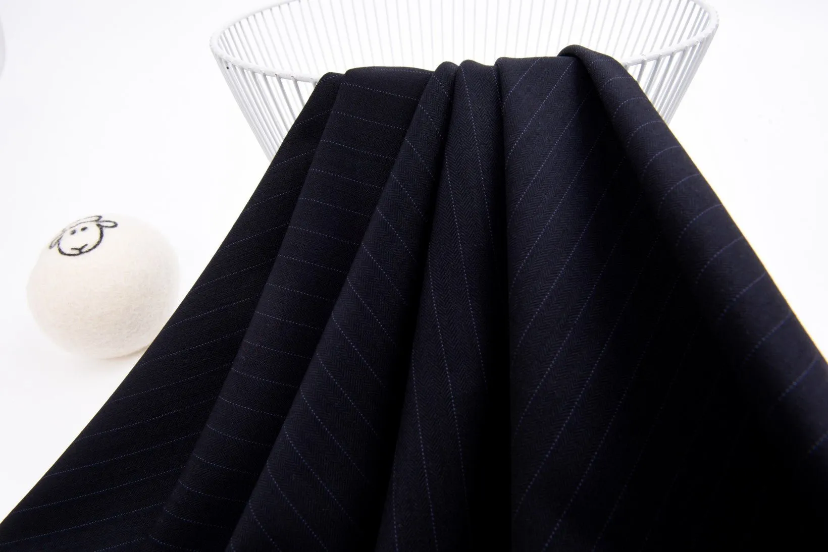 Striped Wool Blend Suiting Fabric -  6428