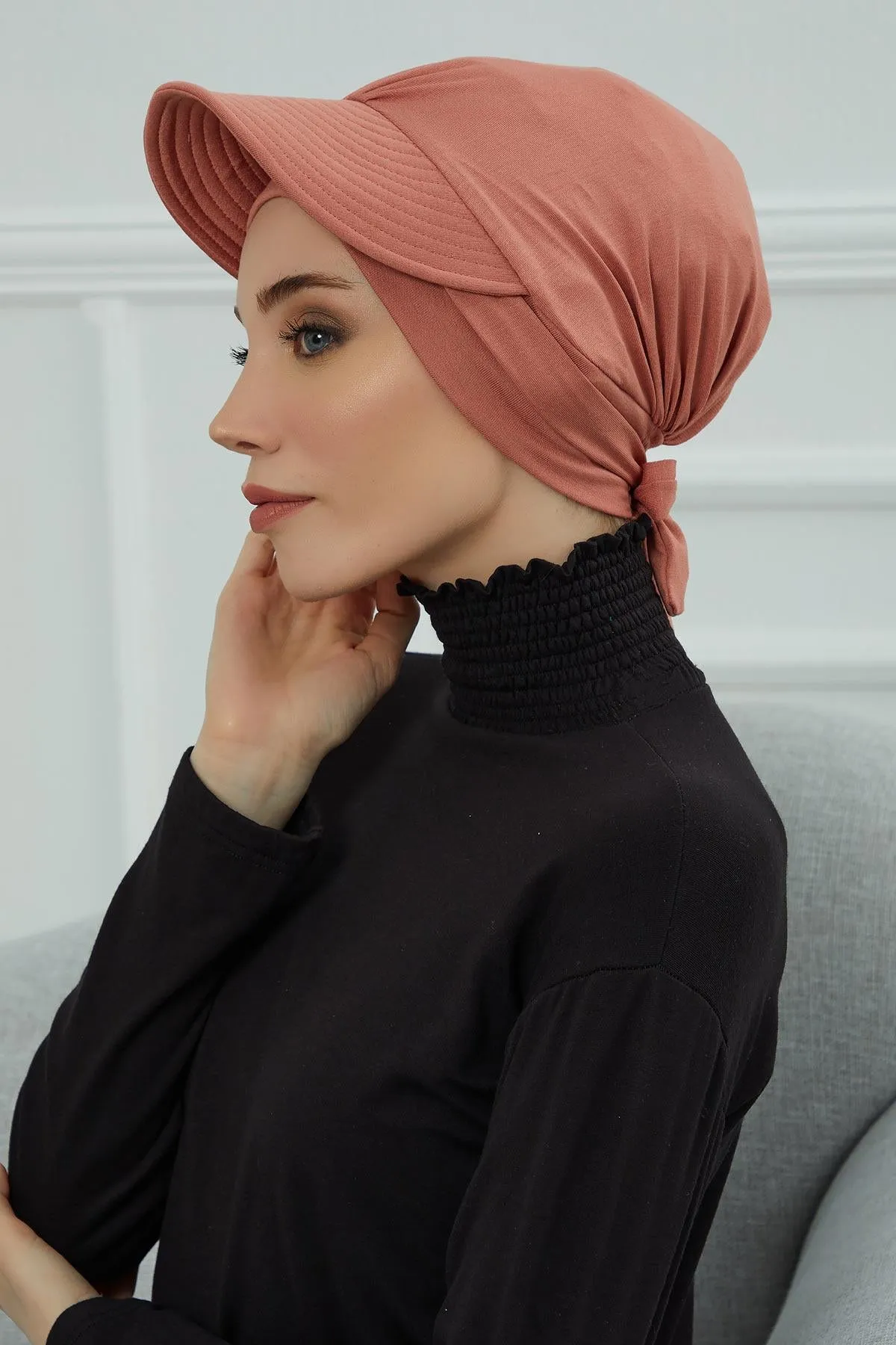 Stylish Visor Cap Instant Turban Hijab for Women, Trendy Visor Cap for Hair Loss Patients, Chemo Visor Cap, Visor Full Head Covering,B-66