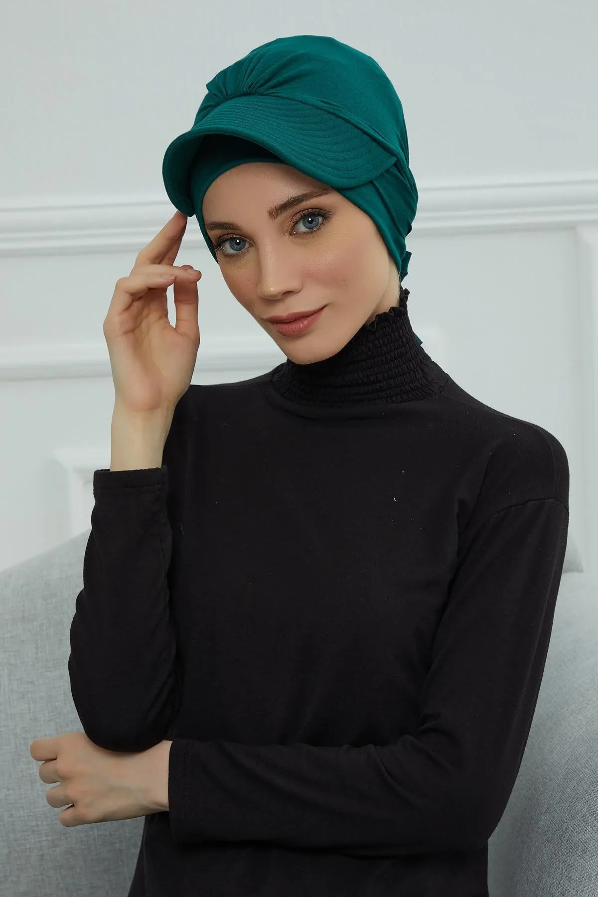 Stylish Visor Cap Instant Turban Hijab for Women, Trendy Visor Cap for Hair Loss Patients, Chemo Visor Cap, Visor Full Head Covering,B-66