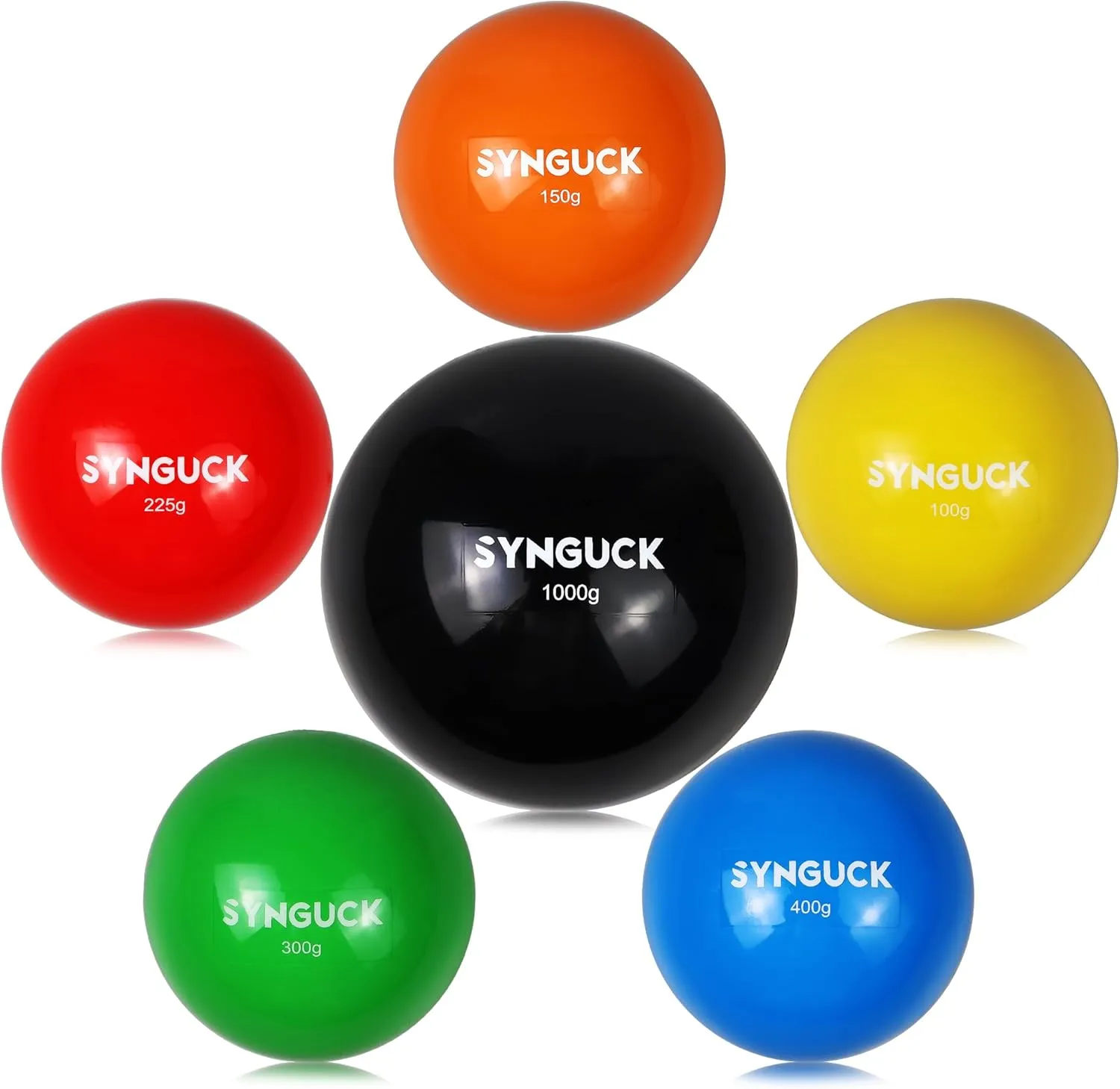 SYNGUCK 6 Pack Plyometric Weighted Balls for Baseball & Softball Training Set (3.5/5.3/7.9/10.6/14/35 oz) Variable Weight Plyo Baseballs for Improved Power & Pitching Training for All Skill Levels