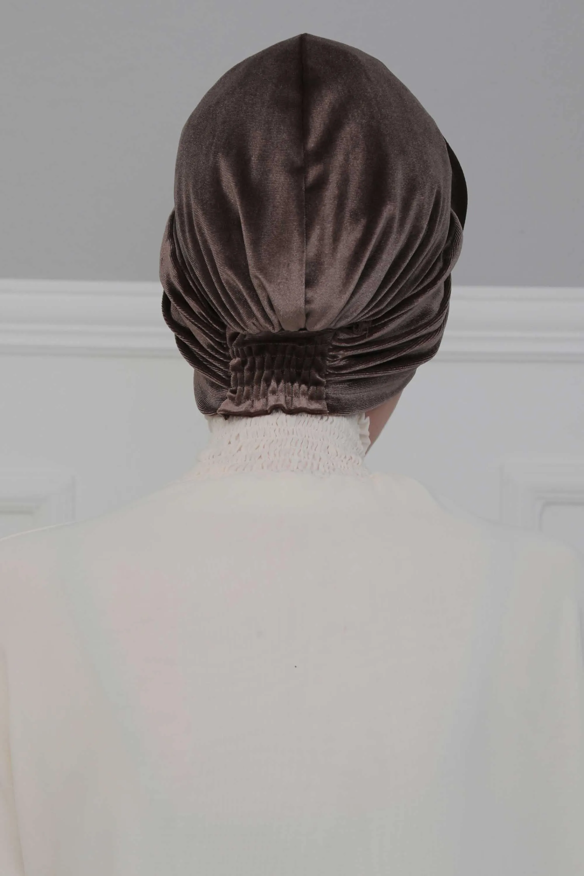 Velvet Bowtie Instant Turban Hijab for Women Lightweight Head Wrap, Luxurious Velour Pre-Tied Instant Turban, Trendy Velvet Chemo Cap,B-11K