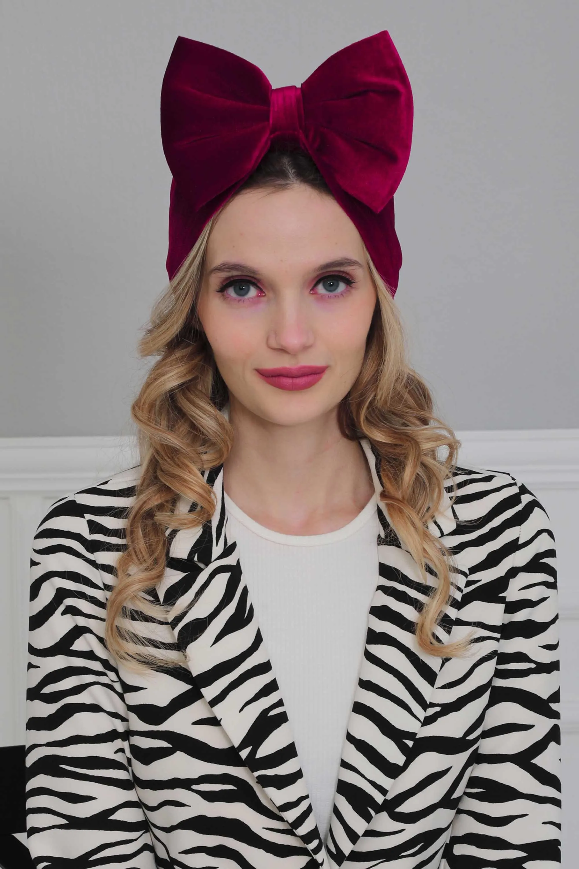 Velvet Bowtie Instant Turban Hijab for Women Lightweight Head Wrap, Luxurious Velour Pre-Tied Instant Turban, Trendy Velvet Chemo Cap,B-11K