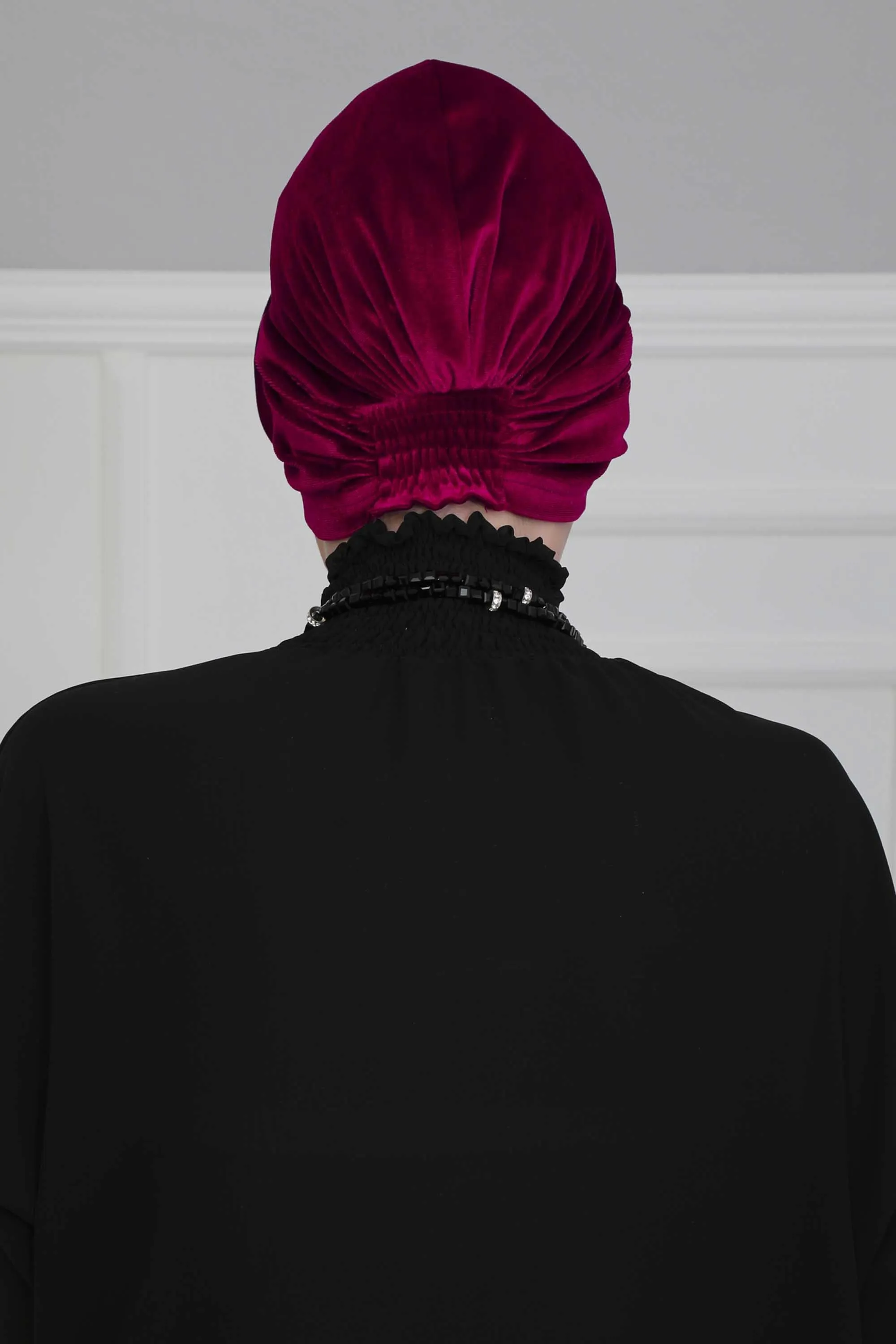 Velvet Bowtie Instant Turban Hijab for Women Lightweight Head Wrap, Luxurious Velour Pre-Tied Instant Turban, Trendy Velvet Chemo Cap,B-11K