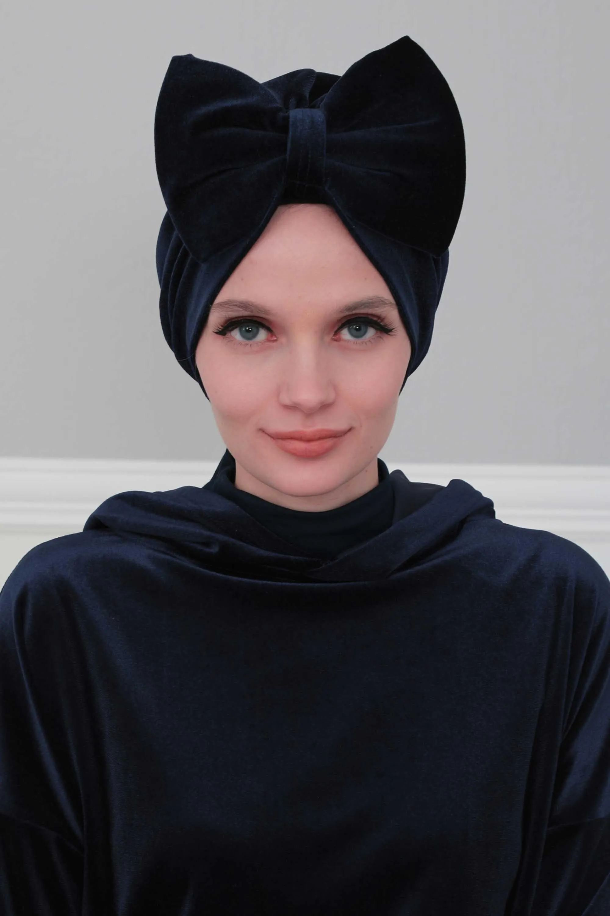 Velvet Bowtie Instant Turban Hijab for Women Lightweight Head Wrap, Luxurious Velour Pre-Tied Instant Turban, Trendy Velvet Chemo Cap,B-11K