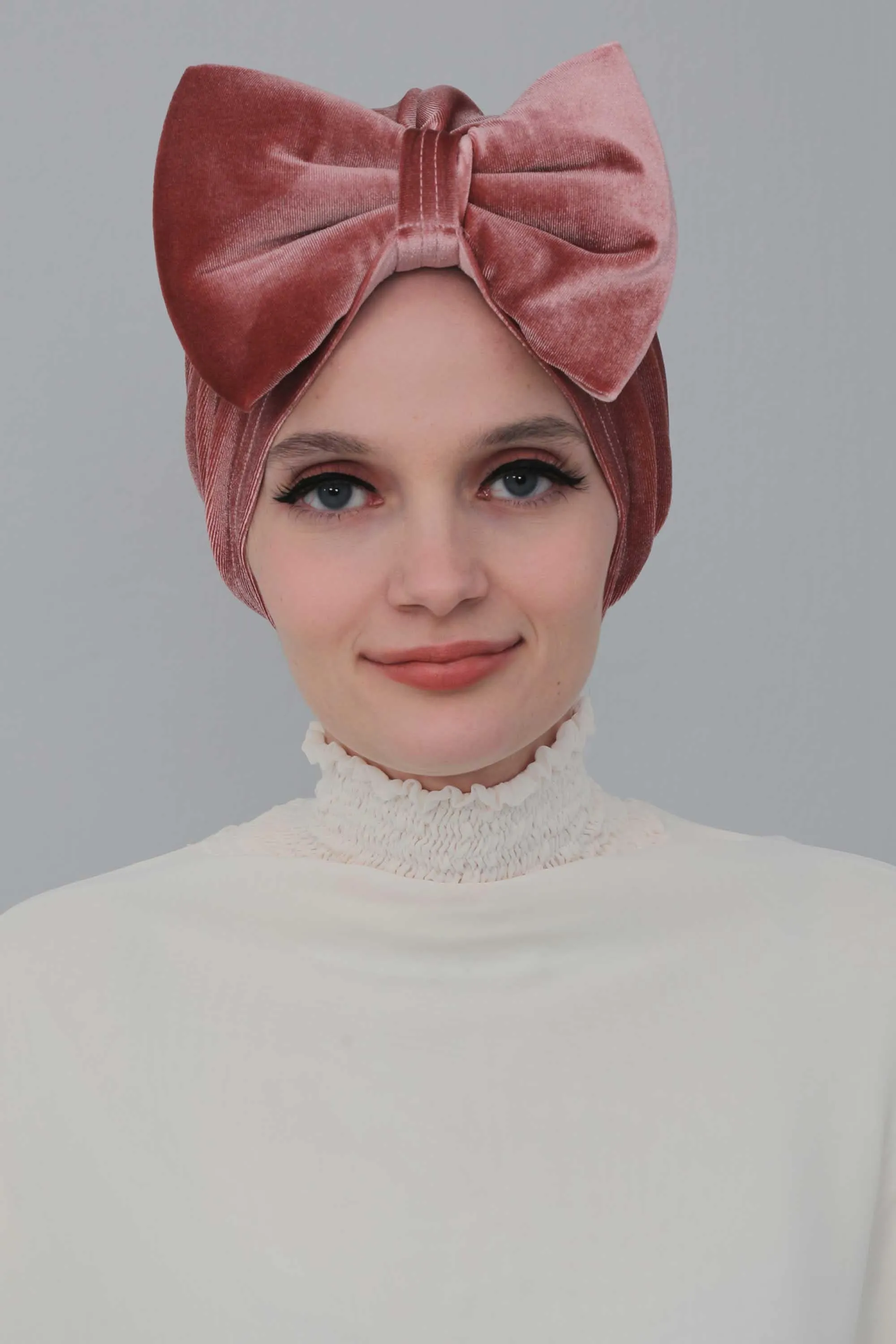 Velvet Bowtie Instant Turban Hijab for Women Lightweight Head Wrap, Luxurious Velour Pre-Tied Instant Turban, Trendy Velvet Chemo Cap,B-11K