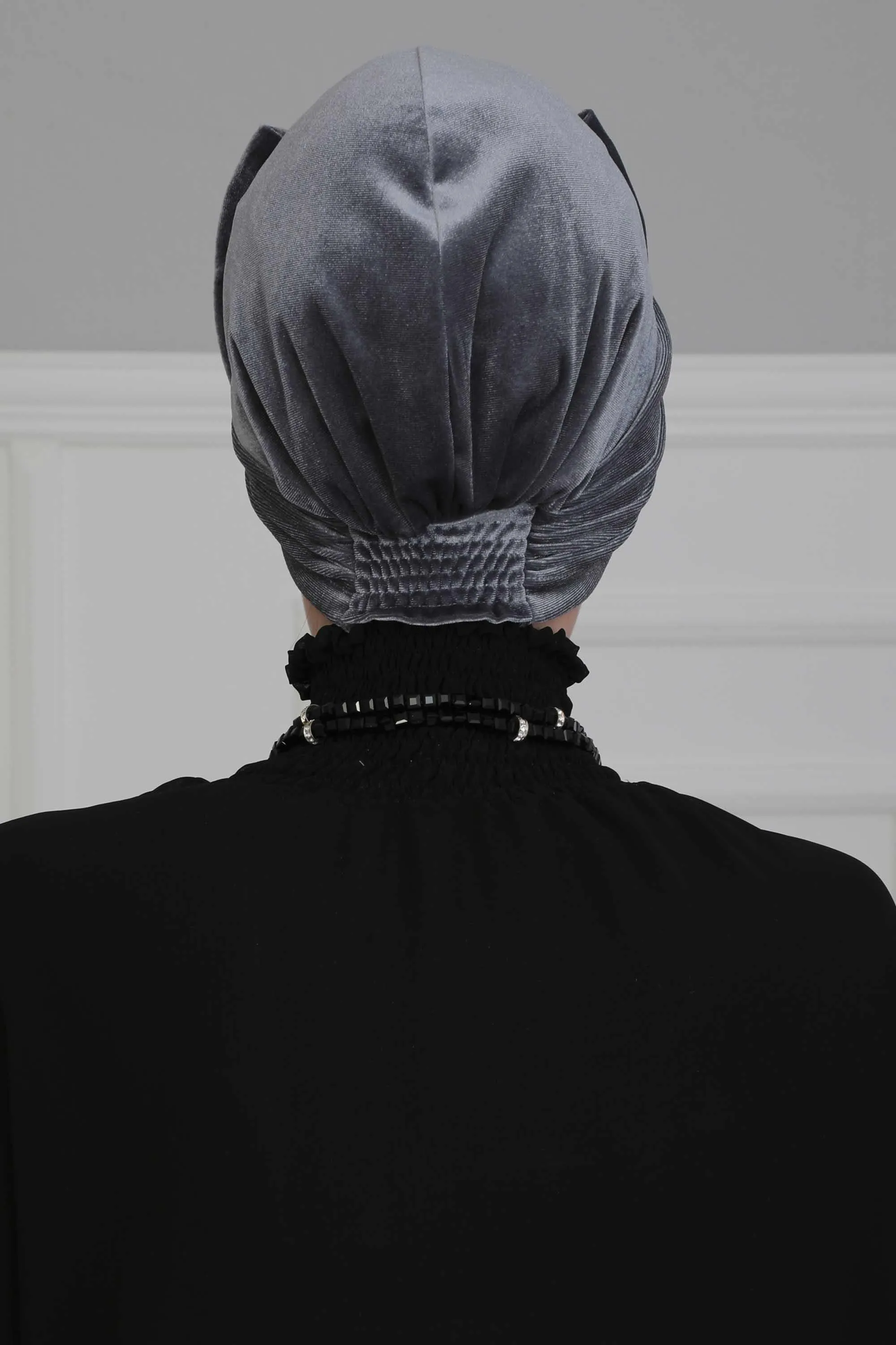 Velvet Bowtie Instant Turban Hijab for Women Lightweight Head Wrap, Luxurious Velour Pre-Tied Instant Turban, Trendy Velvet Chemo Cap,B-11K