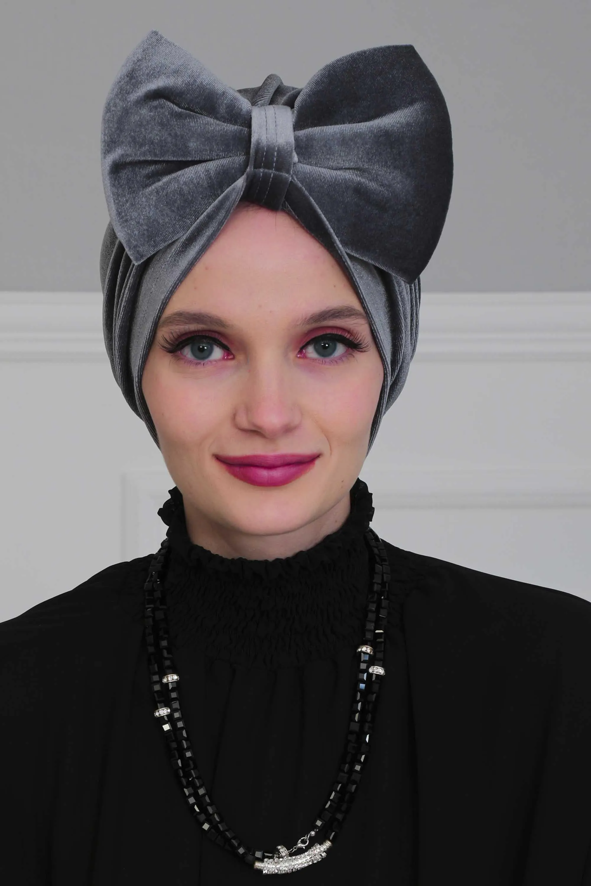 Velvet Bowtie Instant Turban Hijab for Women Lightweight Head Wrap, Luxurious Velour Pre-Tied Instant Turban, Trendy Velvet Chemo Cap,B-11K
