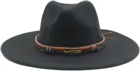 Vsadsau Women Men Fedora Hats Big Brim Winter Autumn Band Belt Hats Wedding Church Big Brim Hat