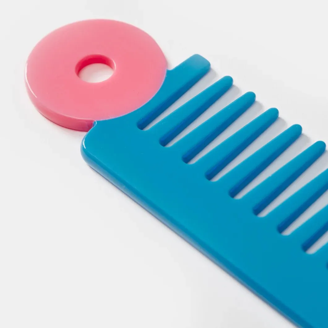 Wide Tooth Comb in Blue and Pink