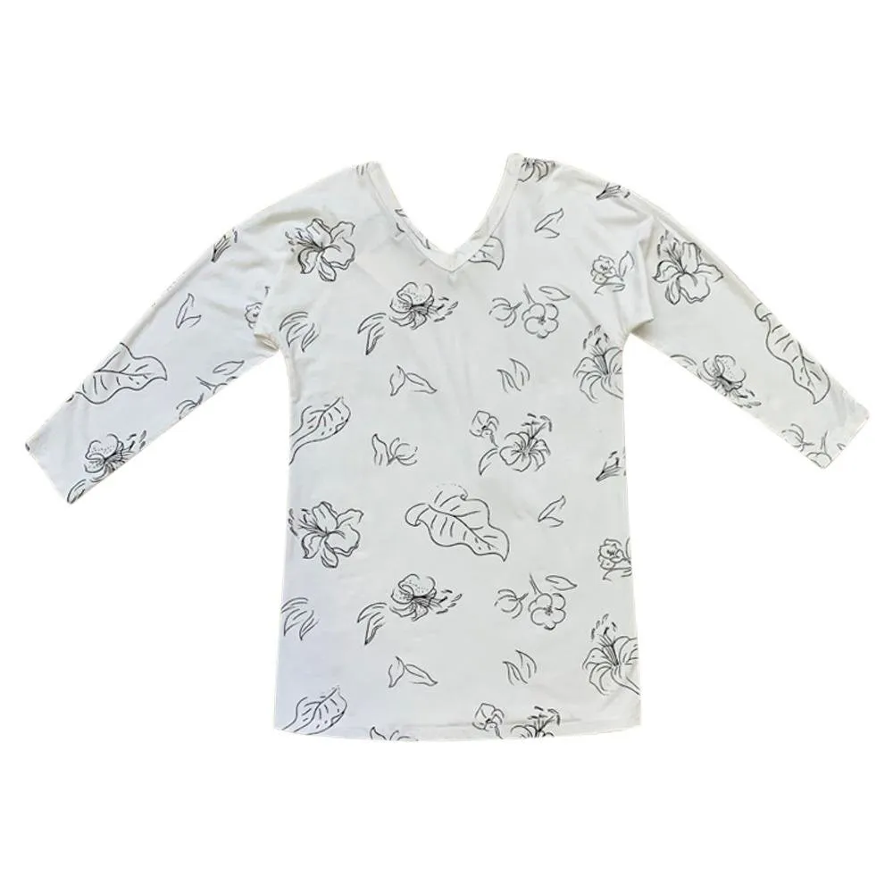 Wild Forager Long Sleeve Organic Lounge Dress - Milk