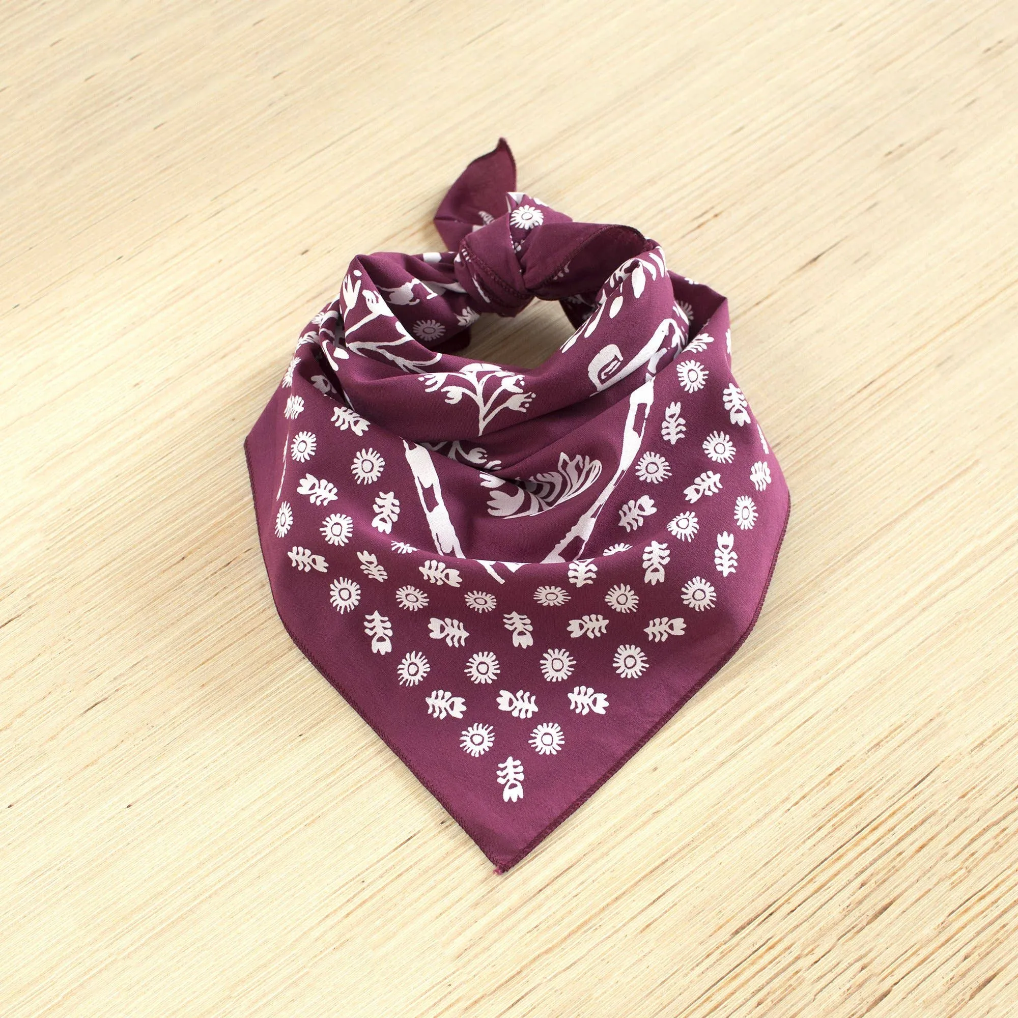 Wine Floral Bandana