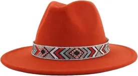 Women Fedoras Accessories Colorful Beads Wide Edge Jazz Hat Men Panama Hat Sombrero 25 L59-61cm