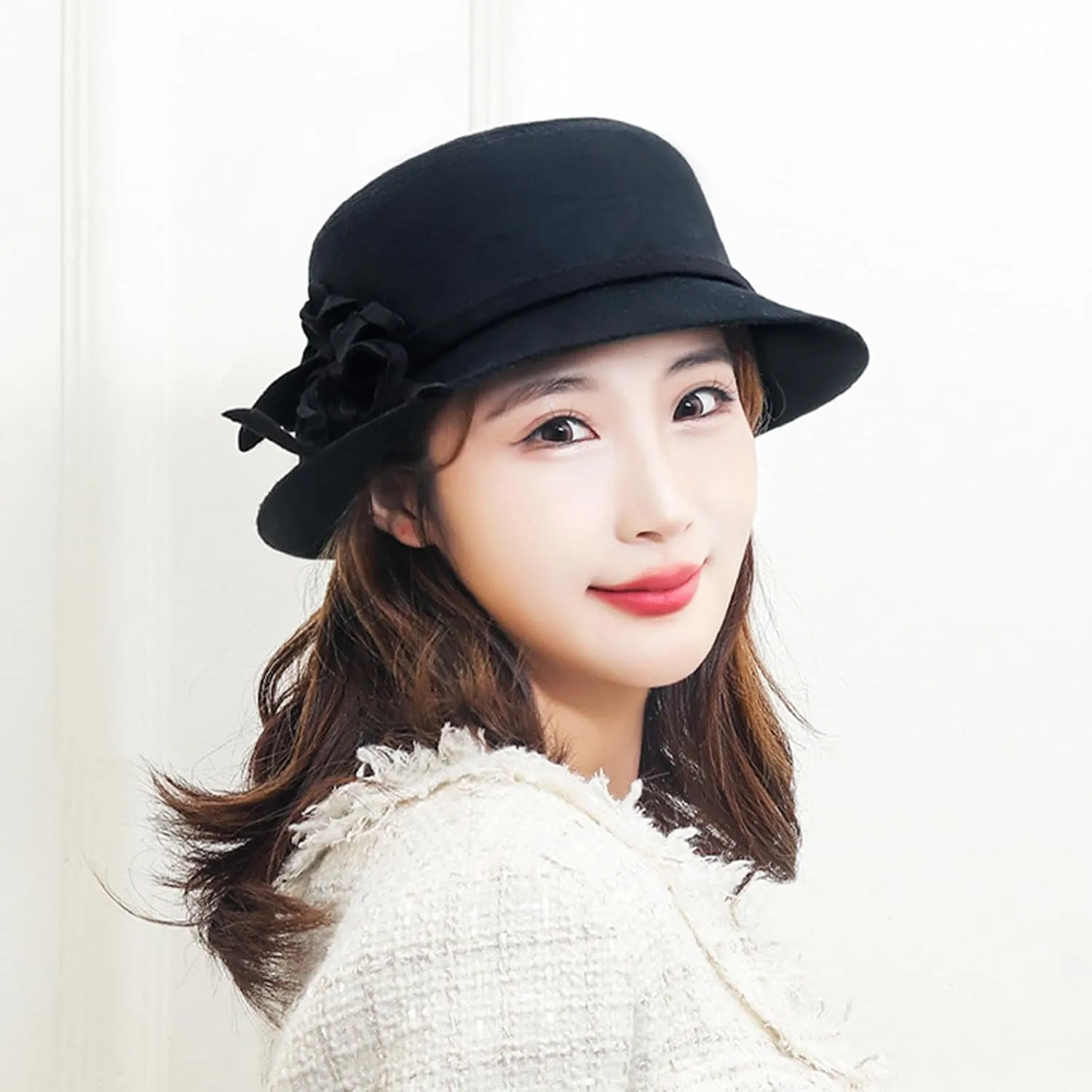 Women's Vintage Bucket Hat Floral Fedora Church Hat Bowler Hats