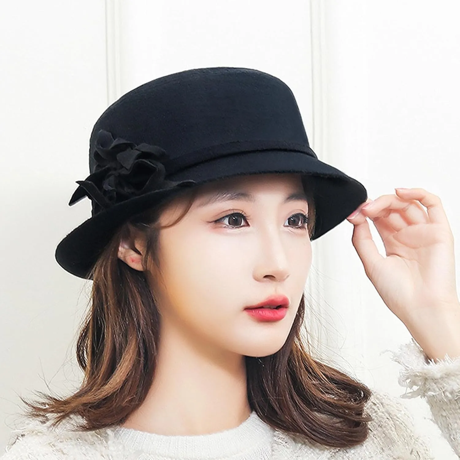 Women's Vintage Bucket Hat Floral Fedora Church Hat Bowler Hats