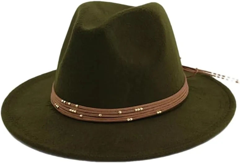 Women's Vintage Wide Brim Jazz Fedora Hats Wide Brim Fedora Hat Panama Cap Party Wedding Church Caps Army En8 56to58cm