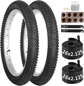 yeesport 14/16 Inch Bike Tire, 2 Pack 14/16x2.125 Bicycle Tires & Bike Tubes with Repair Kit, Electric Bike Tires 14/16 Inch Kids Bike Tires, MTB Tires