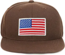 Youth Kid Size White American Flag Patch Flat Bill Snapback Baseball Cap