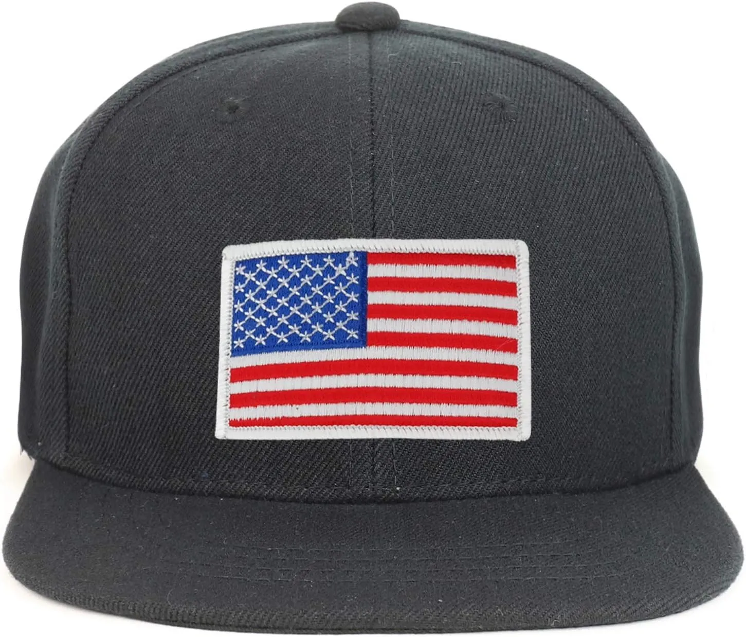 Youth Kid Size White American Flag Patch Flat Bill Snapback Baseball Cap